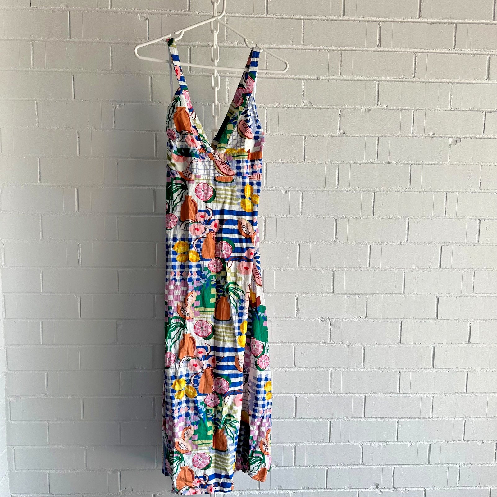 MINKPINK Al Fresco Midi Dress Size XL AU14 Resort Print Cotton Blend