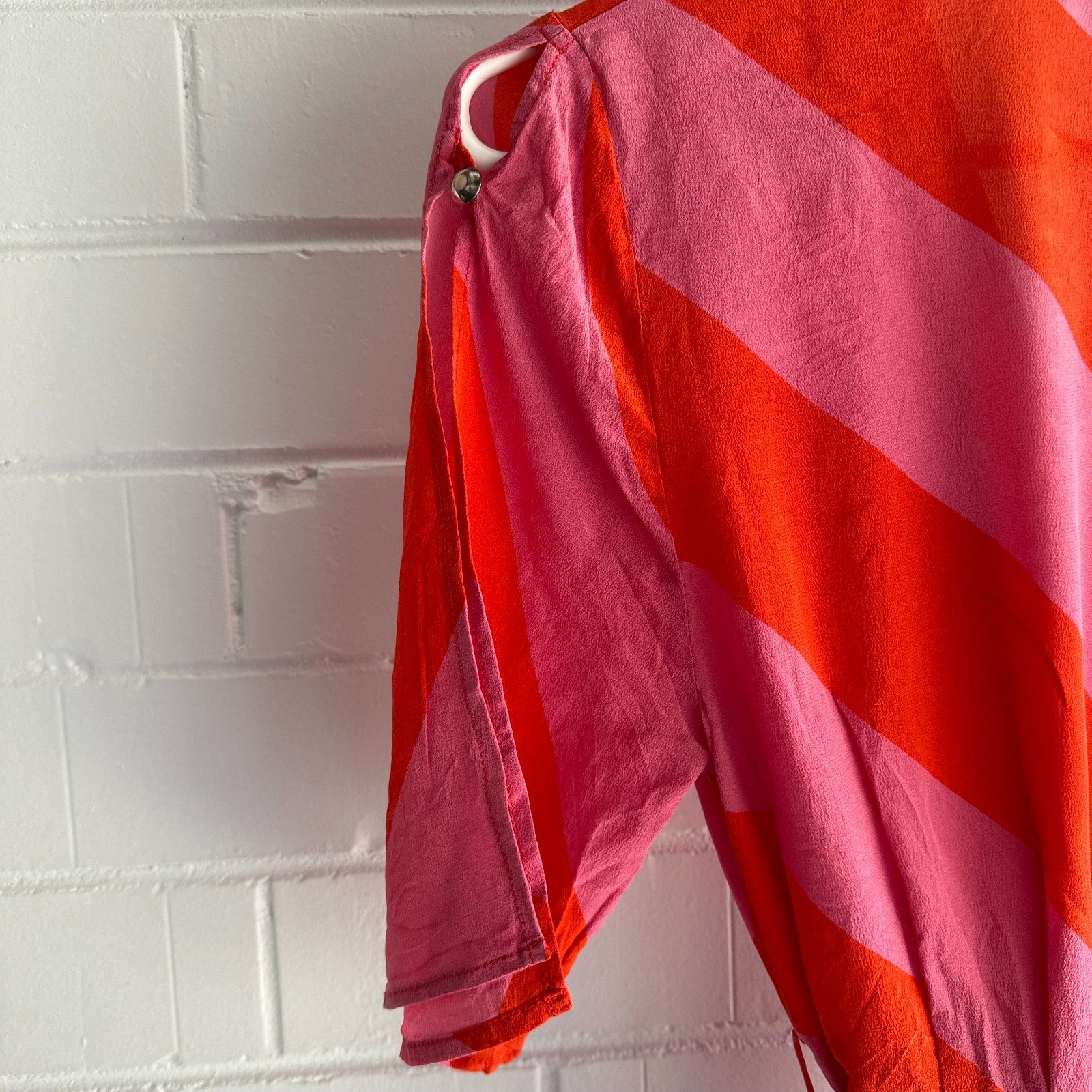 KATE SYLVESTER Keiko Silk Wrap midi dress XS AU6 Chevron Pink/Orange