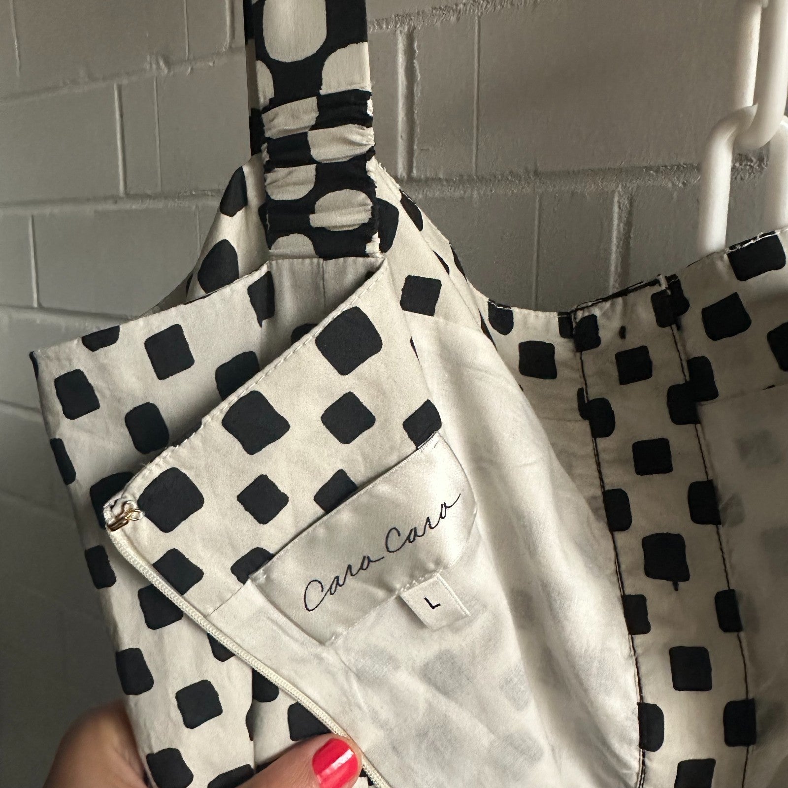 CARA CARA NYC Margarita Midi Dress AU14 US10 Monochromatic Cotton Polka dot