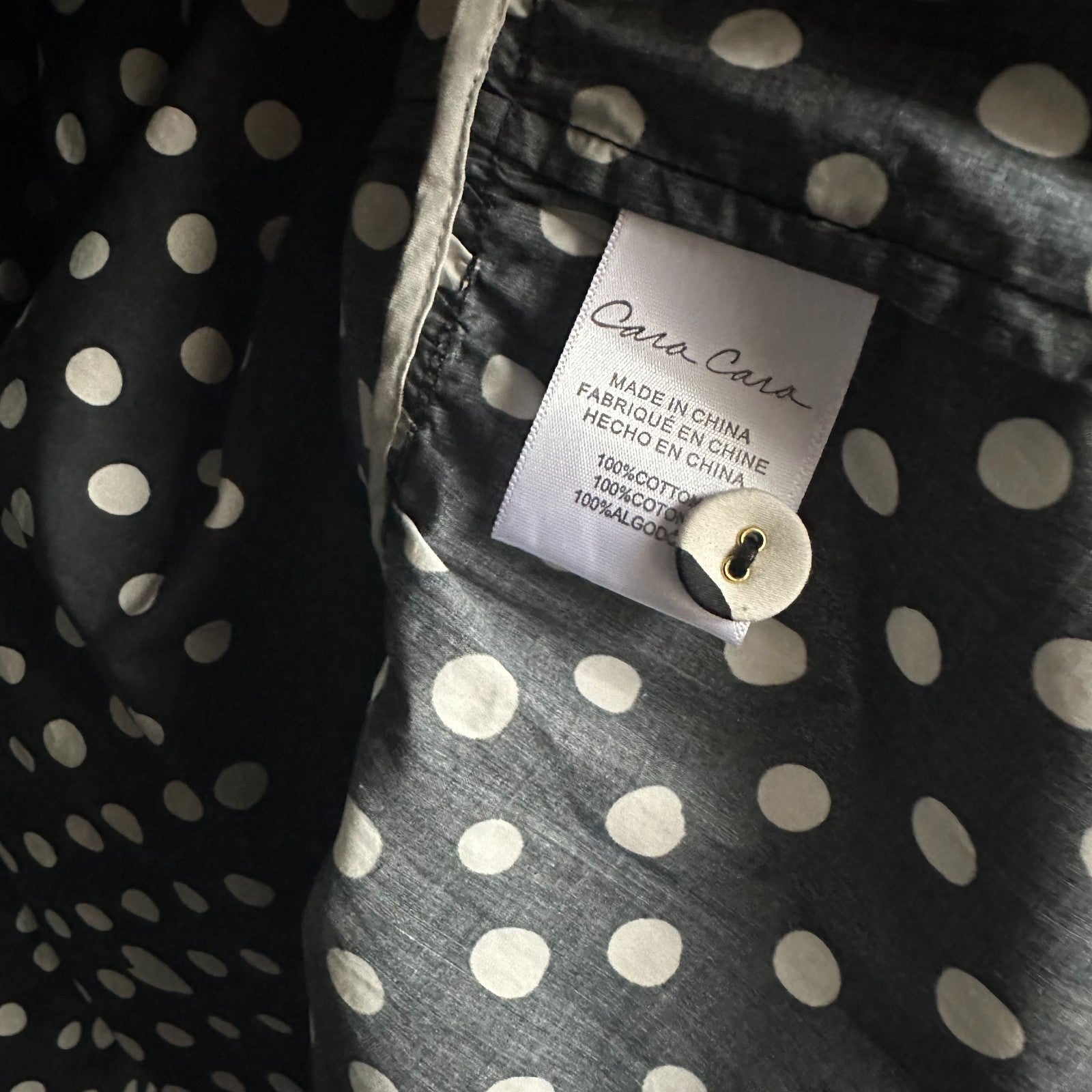 CARA CARA NYC Margarita Midi Dress AU14 US10 Monochromatic Cotton Polka dot