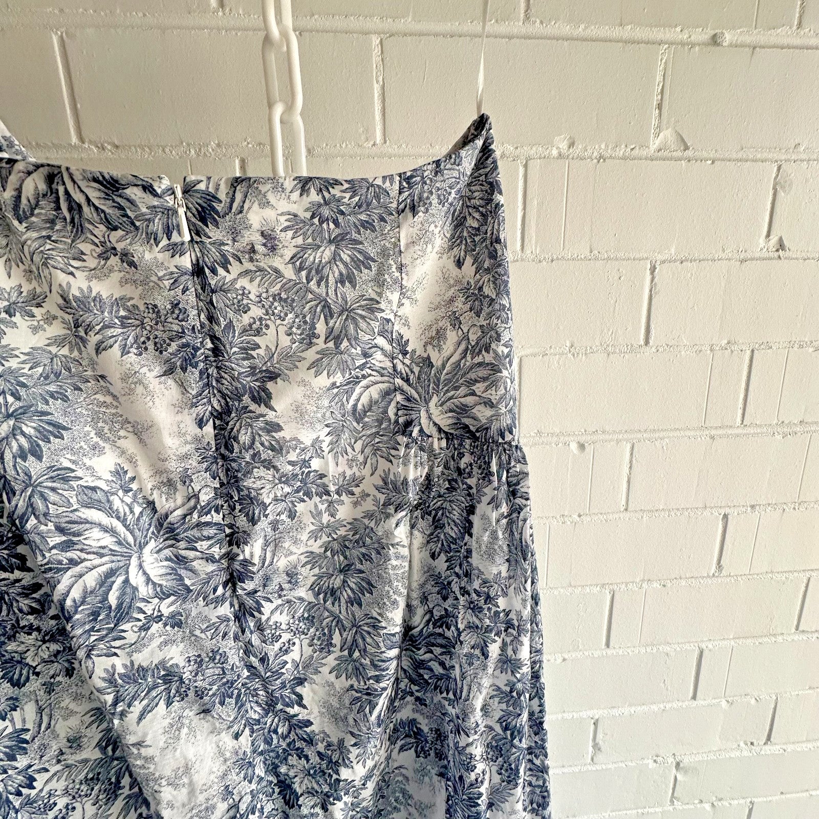 BEC & BRIDGE Arianne Midi Skirt AU12 US8 Toile De jouy porcelain blue ivory