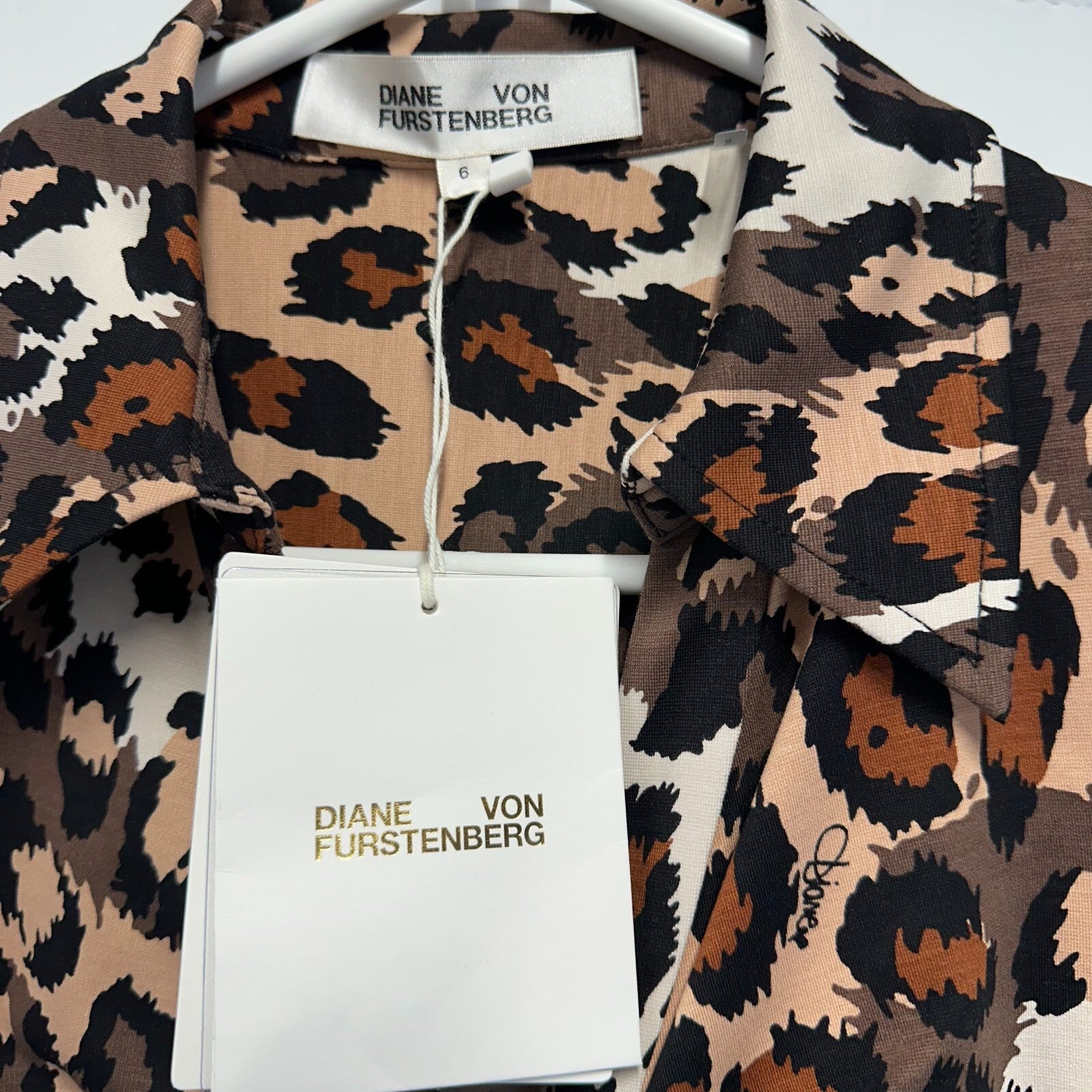 DIANE VON FURSTENBERG Sheska Dress AU6 US2 Leopard Print BNWT