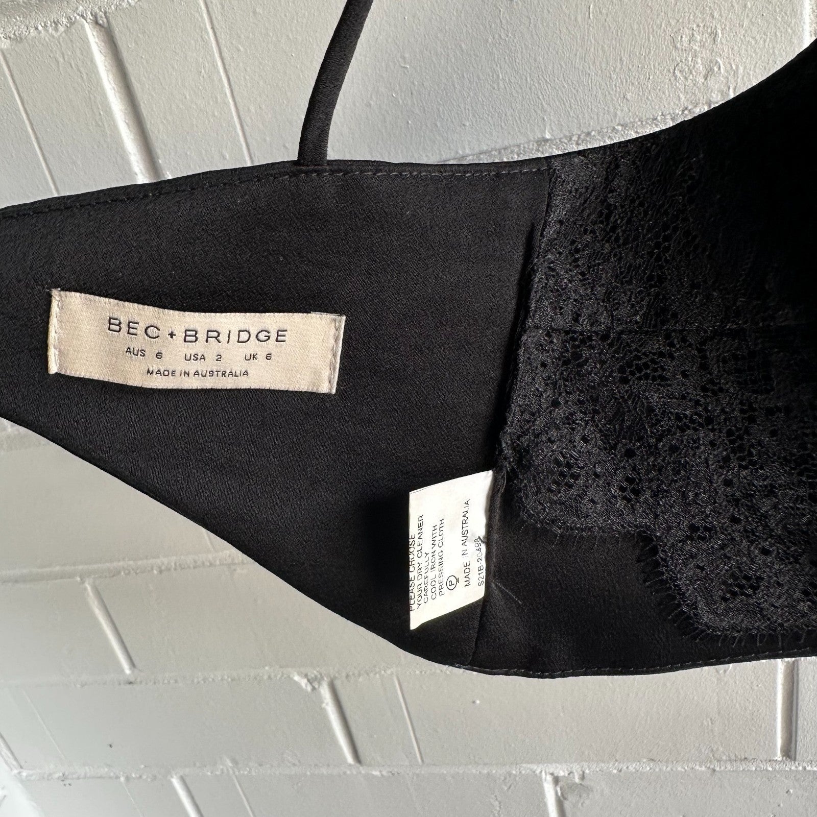 BEC & BRIDGE Valerie Top Black Lace AU6 US2 Made in Australia Bralette