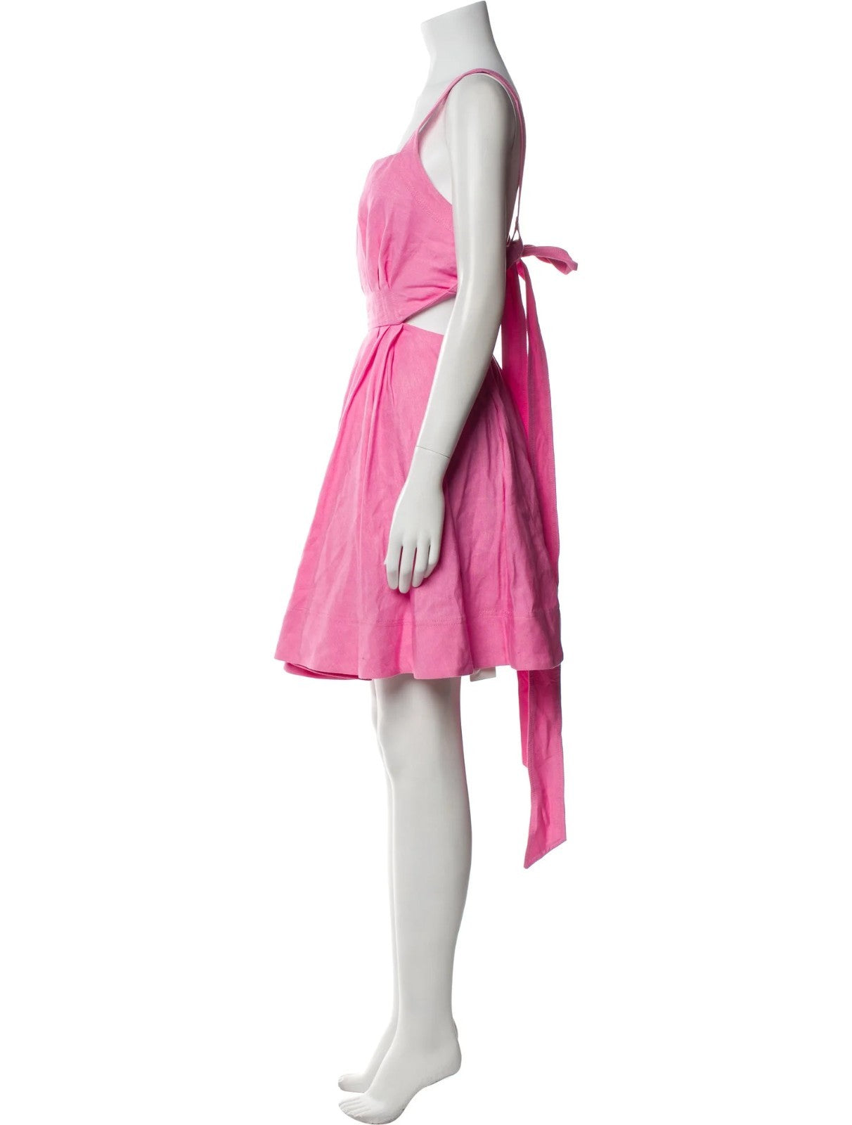 AJE Clara Tie Back Linen Blend Mini Dress AU16 Protea Pink