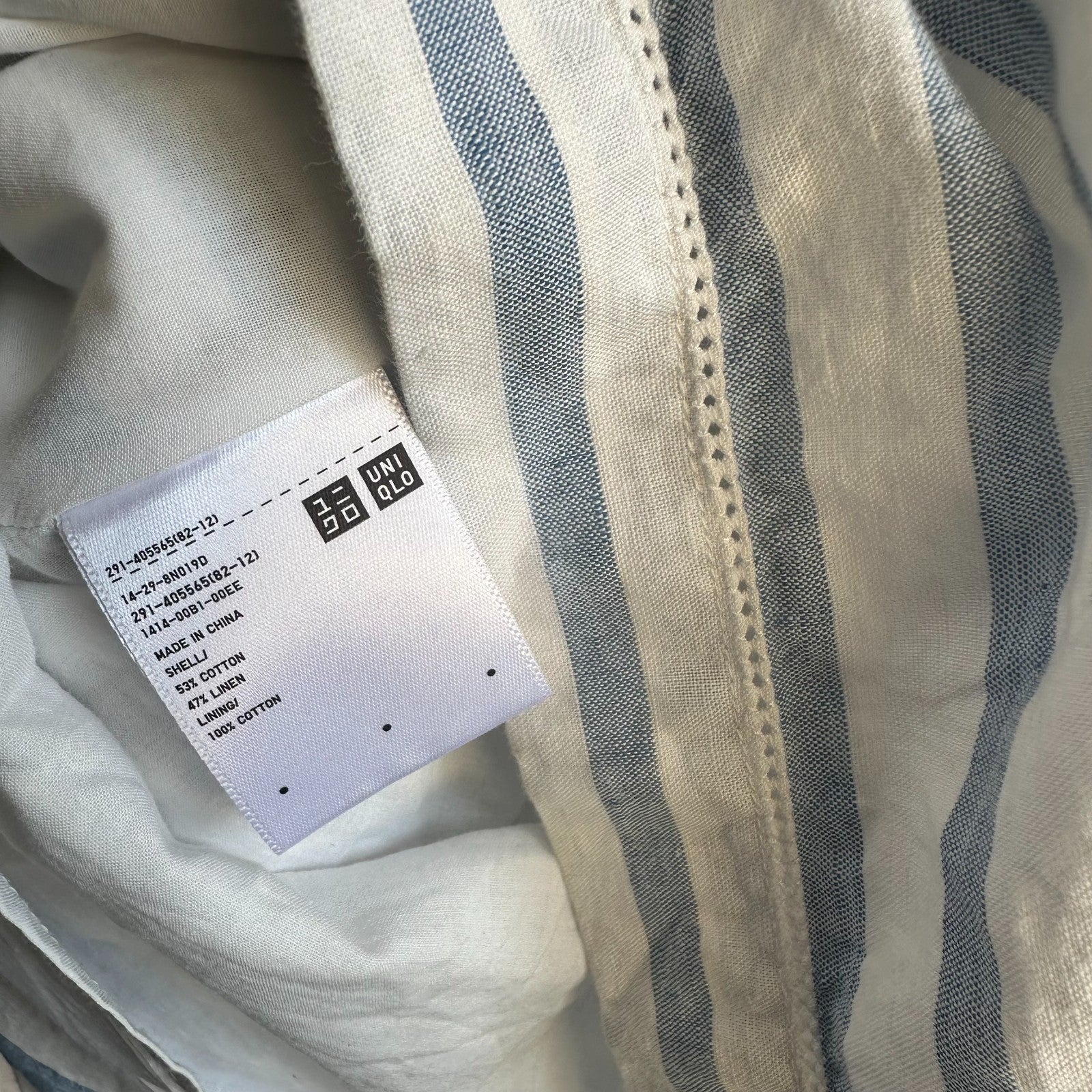 UNIQLO X INES DE LA FRESSANGE Cotton Linen Stripe Dress Size M Parisian Chic