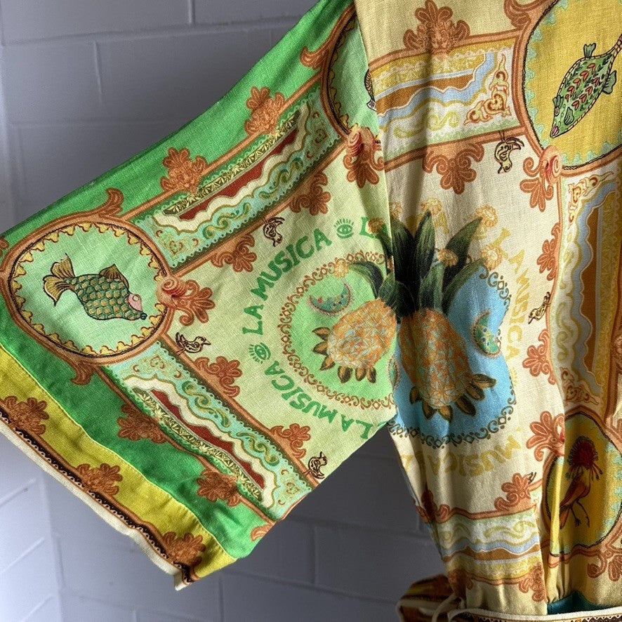 ALEMAIS La Musica Mini Shirt Dress Size AU10 Resort Sleeved