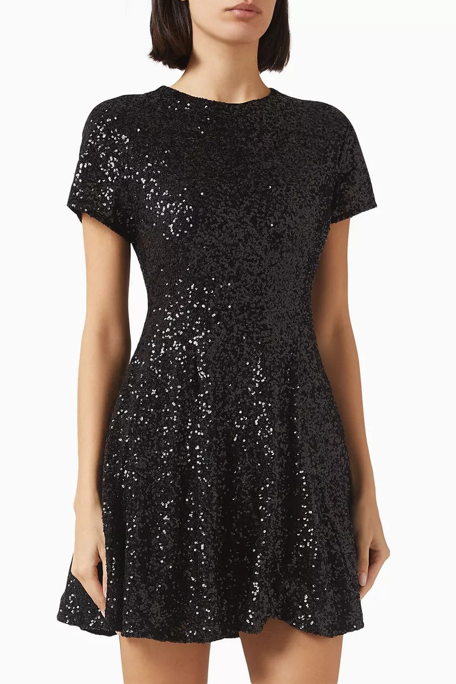 MAJE sequin-embellished Black Mini Swing dress Size38 AU10 US6 Party