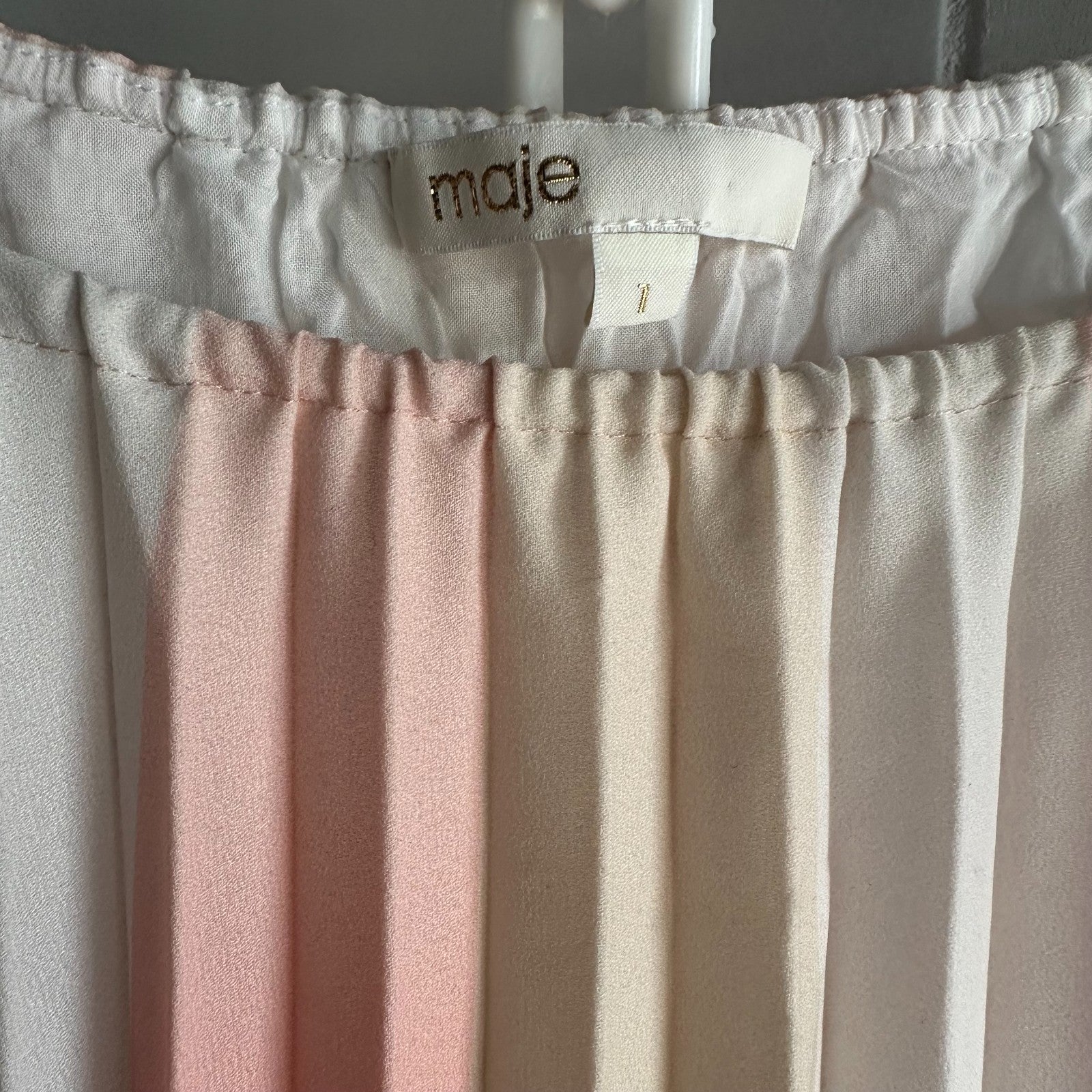 MAJE Runina Ombré Pleated Maxi Dress Size 1 AU8 Multicolour stripe