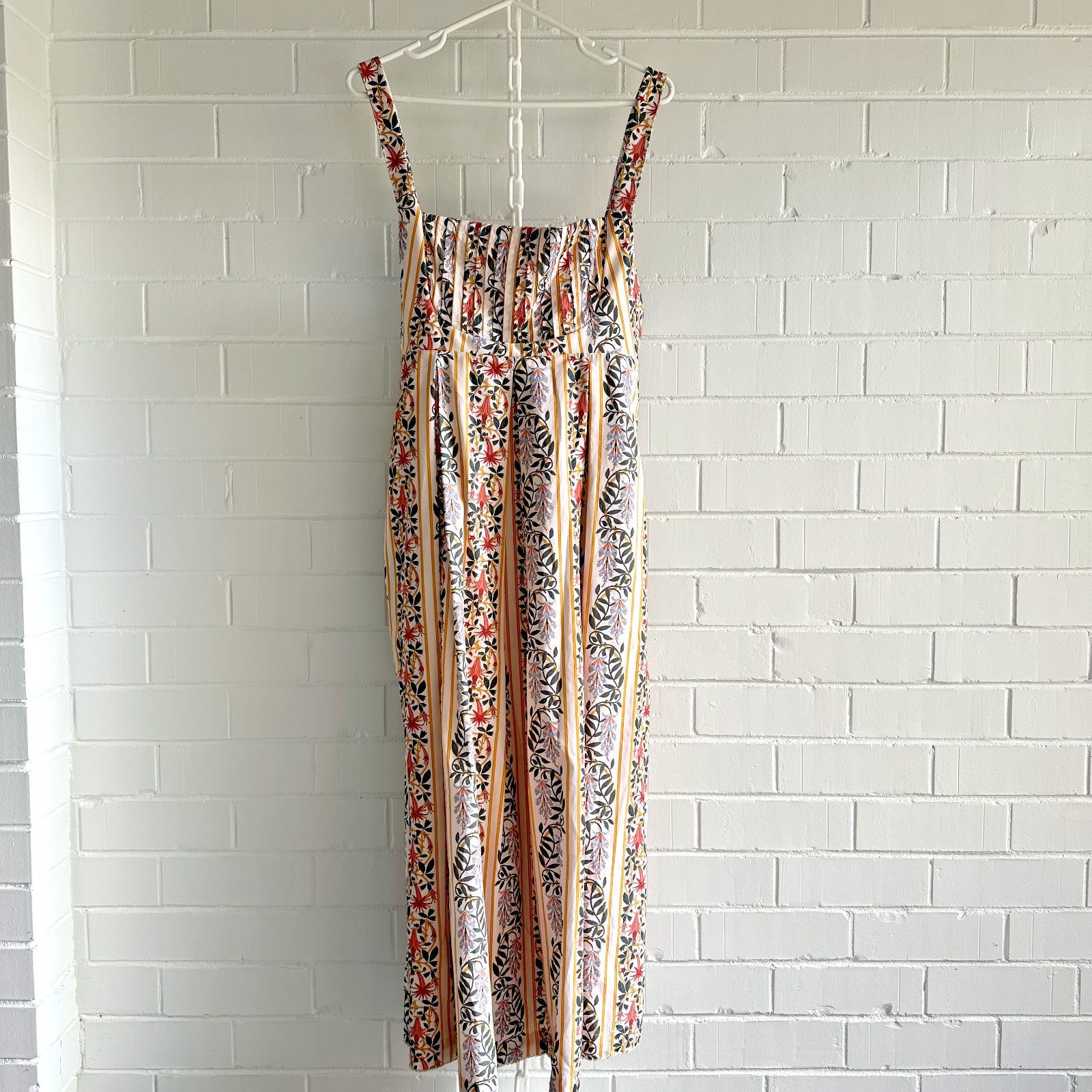 AGUA BY AGUA BENDITA Hortensia Pleated Dress Size XL AU14 US10 Cotton Floral